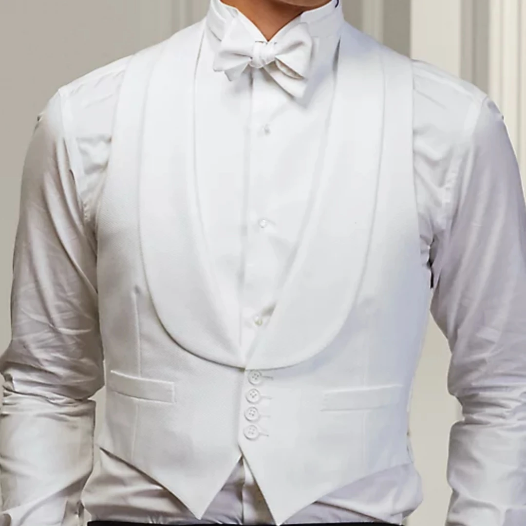 Gilet blanc avec revers pour hommes