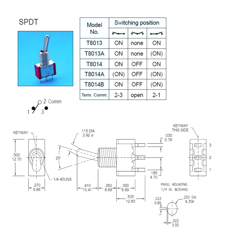 Toggle Switch 5PCS SH T8014B Standard Lever 3Pin One Side Momentary ON-OFF-MOM SPDT Mini