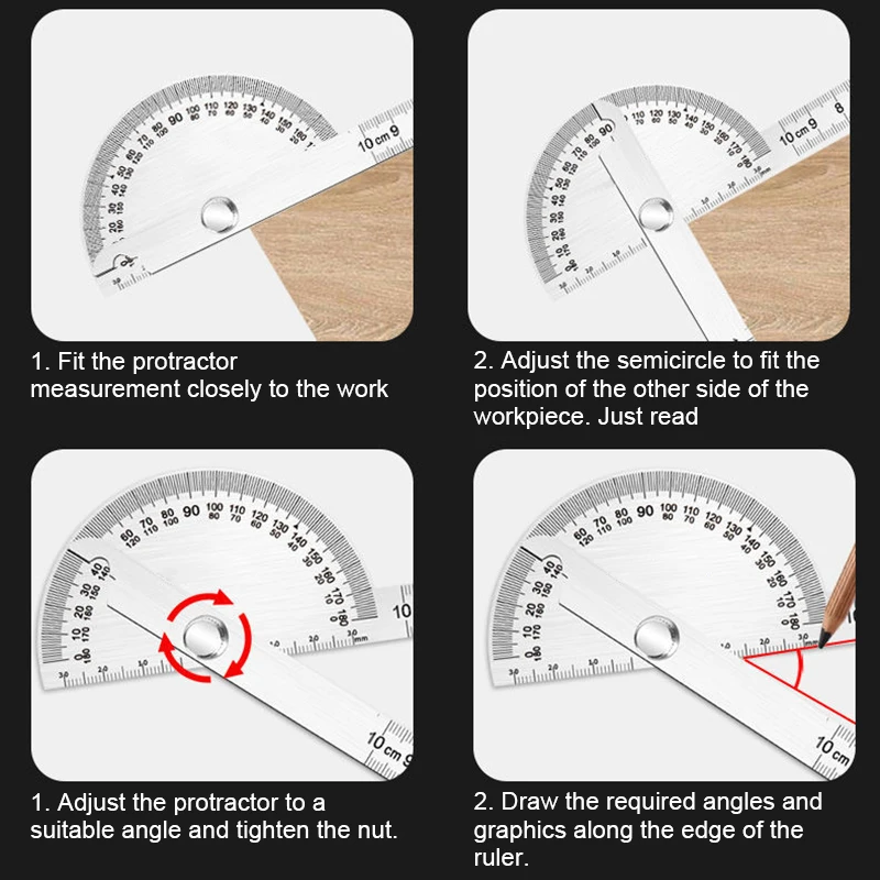 Angle Measuring Tool 180 Degree Protractor Metal Angle Finder Goniometer Angle Ruler Stainless Steel Woodworking