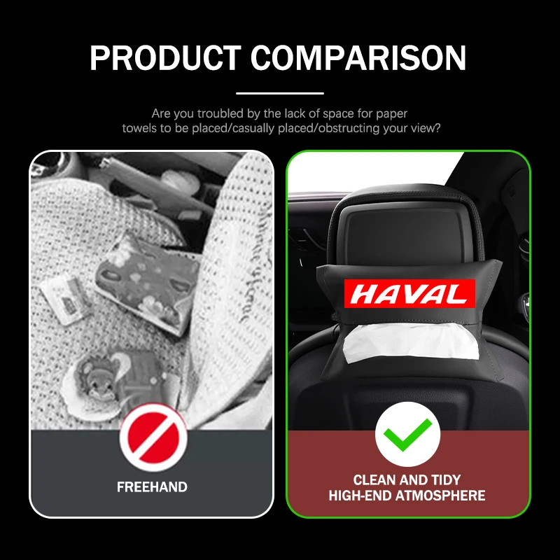 하발 자동차 로고 티슈 케이스 시트백 냅킨 박스 수납 가방 자동차 액세서리 그레이트 월 조리온 H1 H2 H3 H4 H5 H6 H7