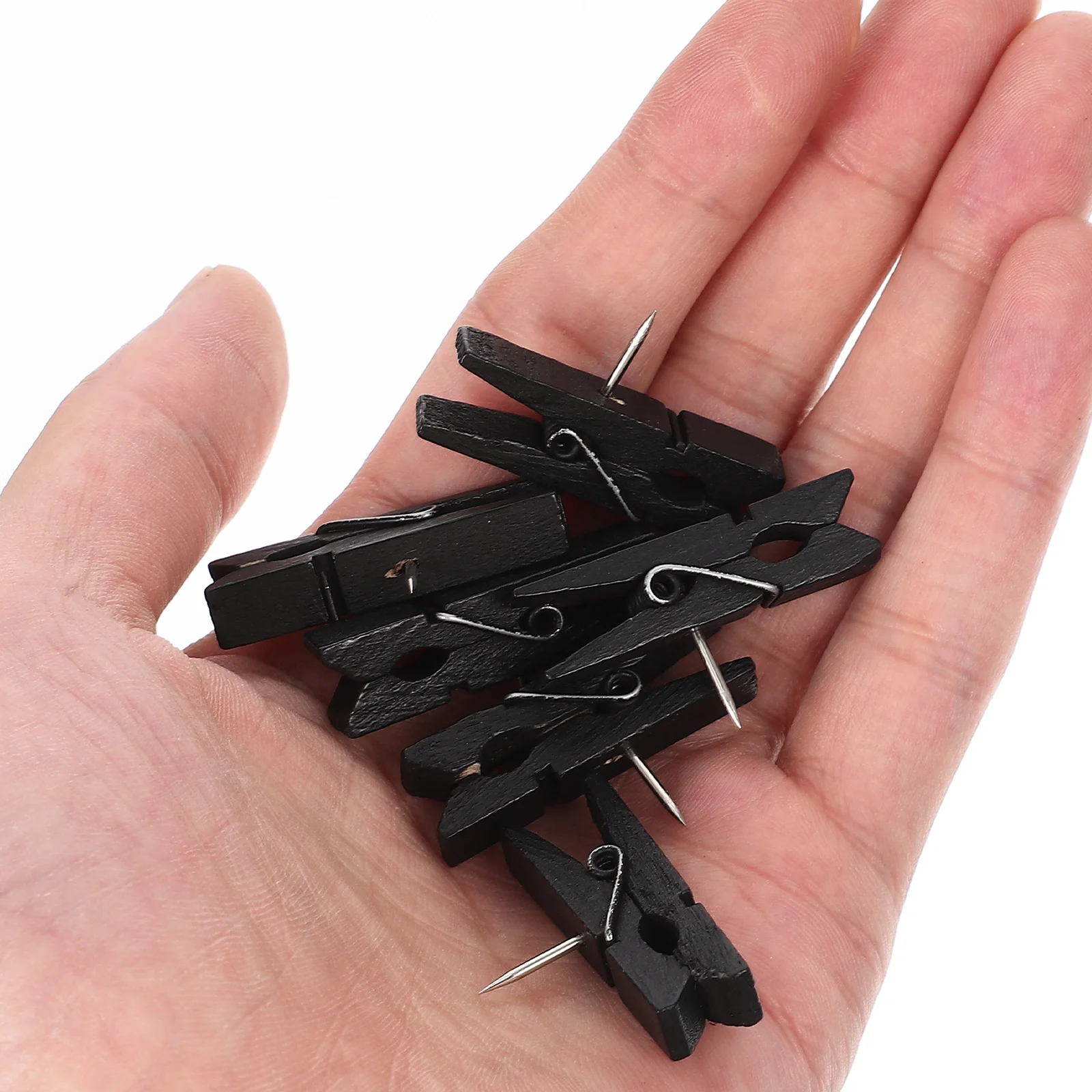 

Tofficu Thumb Tacks 50Pcs Mini Wooden Clothespins Photo Paper Peg Pin Craft Clips Scrapbooking Arts Crafts Hanging Photos Black