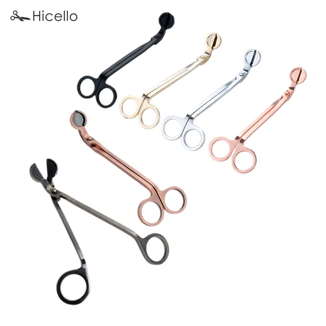 Candle Wick Trimmer Stainless Steel Candle scissors trim wick Cutter Snuffer Round head 18cm Black Rose Gold Silver Red Bronze 2