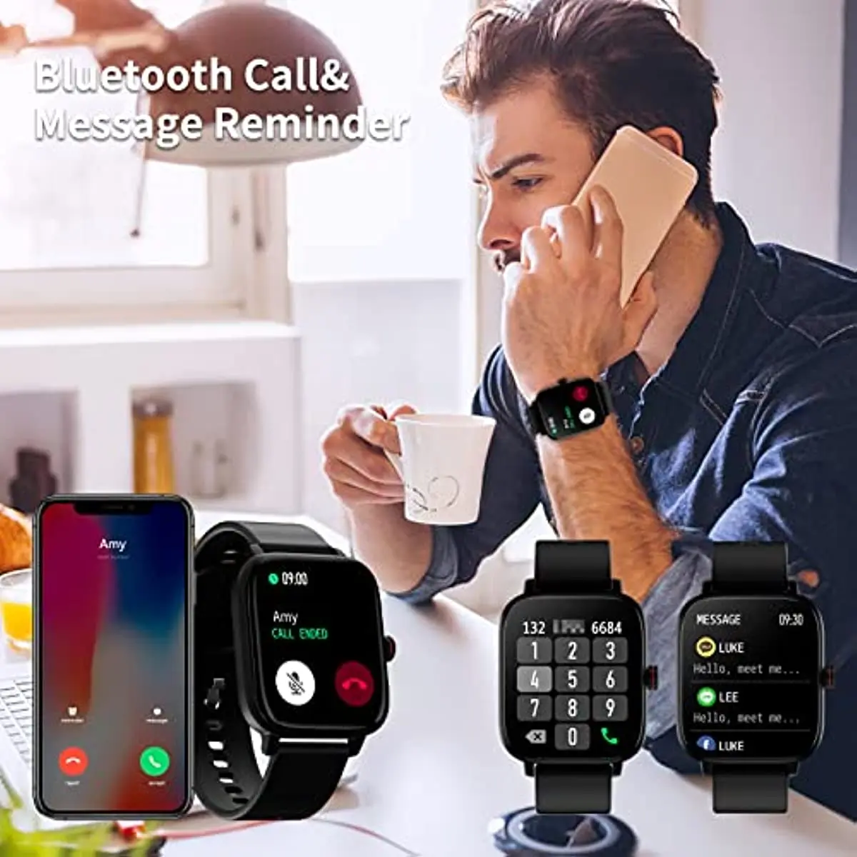Aolon Ʈ ġ 1.69 &Ǯ ġ /ȭ iOS ȵ̵ Smartwatch    ǰ  Įθ ܰ ī