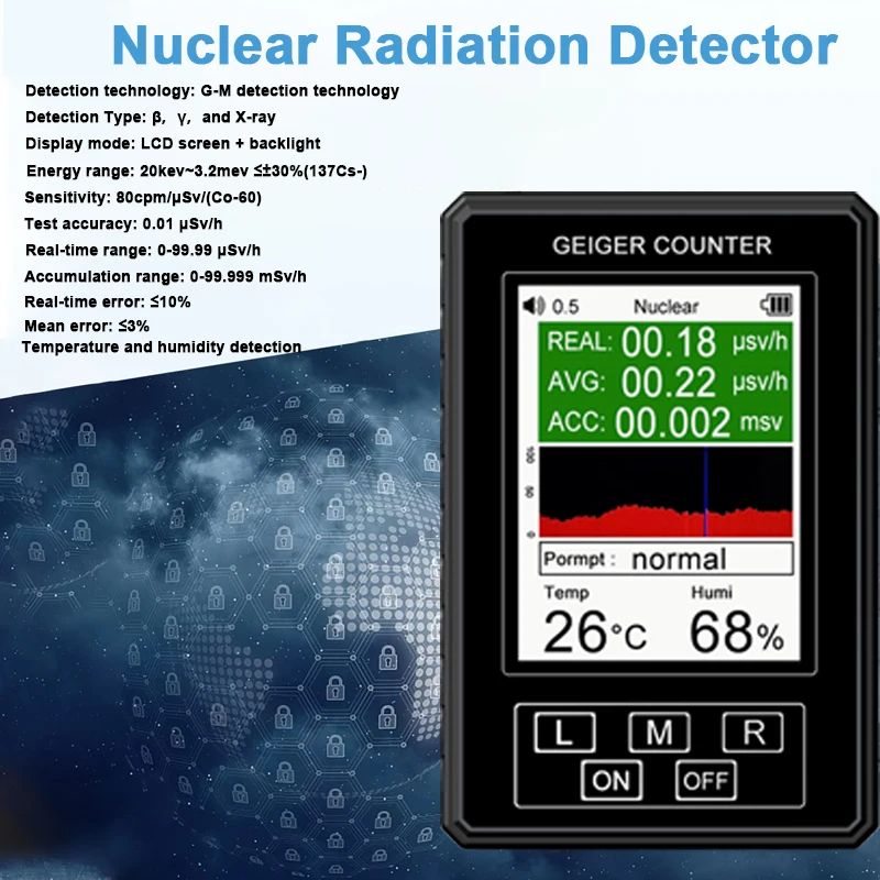 

Portable Geiger Counter Nuclear Radiation Detector Personal Dosimeter Marble Tester β γ X-ray Detecting Tool BR-9B PRO XR1 PRO