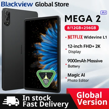 2025 New Blackview MEGA 2 Tablets 12 inch 2K Display 8GB/12GB 256GB Android 15 Octa-core 9000mAh Widevine L1 Pad PC