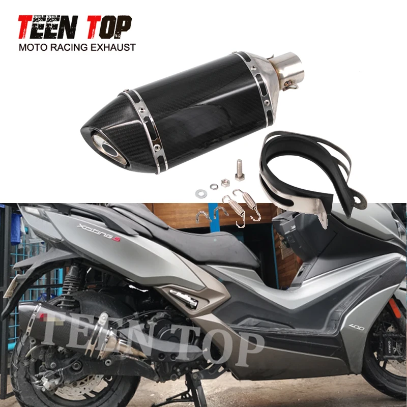 Real Carbon Fiber Exhaust with DB Killer 370mm Universal Motorcycle Exhust System For KTM Duke390 Duke 690 Duke 790 890DV Elbow - Image 3