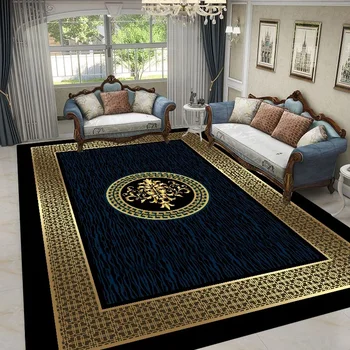 Gold Black Geometric Carpets Nordic Luxury Living Room Rugs for Bedroom Sofa Table Beside Large Area Rug Home Decor Mats Tapete 1