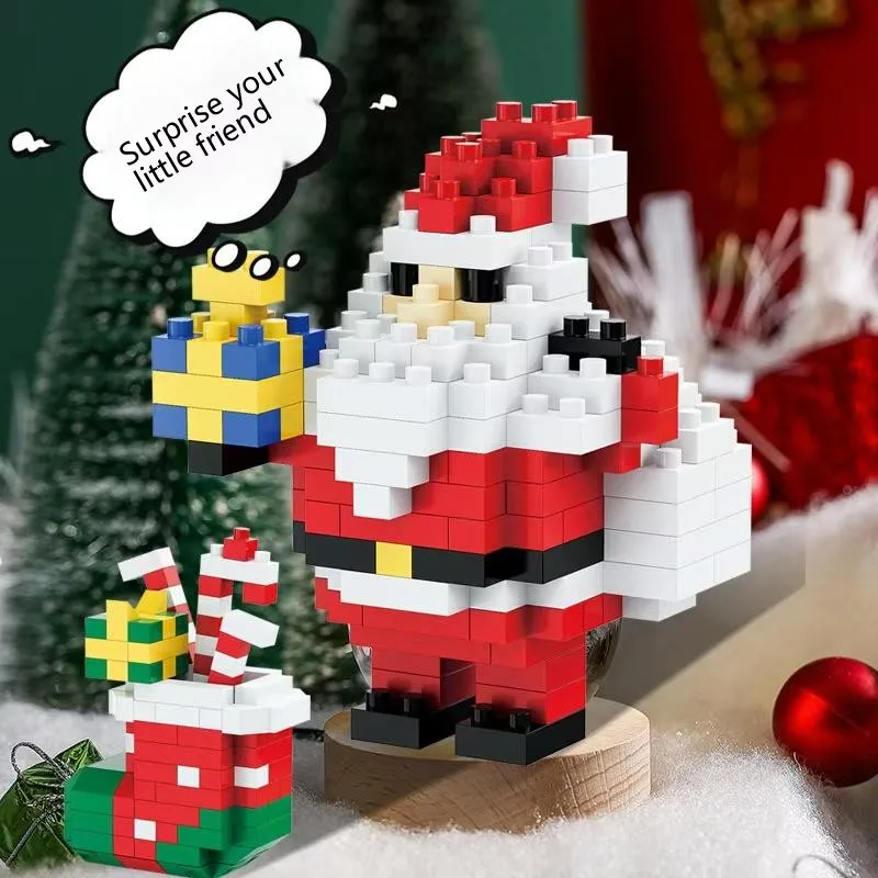 Christmas Gifts Micro Building Block Series Santa Claus Reindeer Puzzle Assembling Bricks Table Decoration Toys Children Kids 2