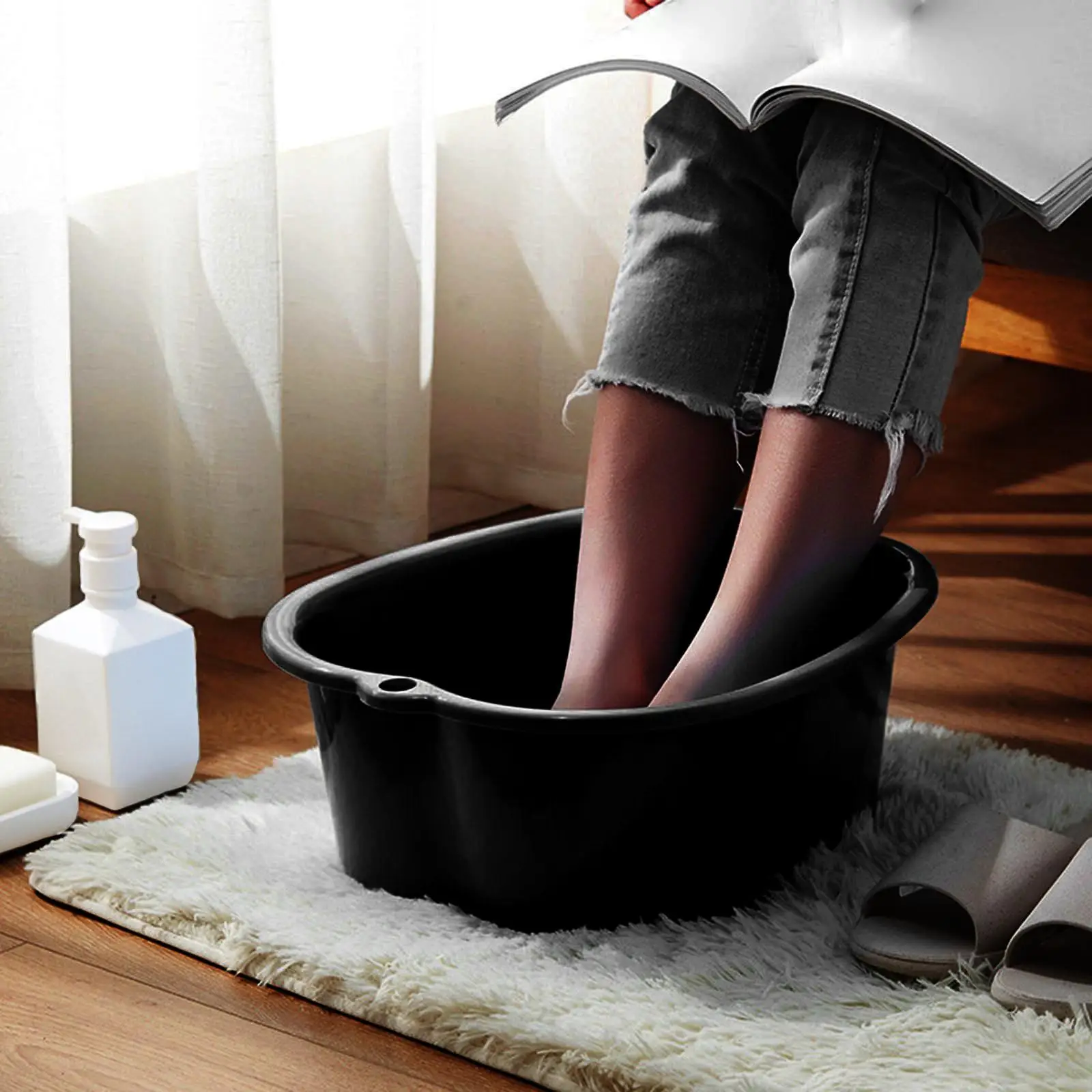 Foot Soaking Tub With Hanging Hole Foot Bath Basin Bucket Soaking Spa