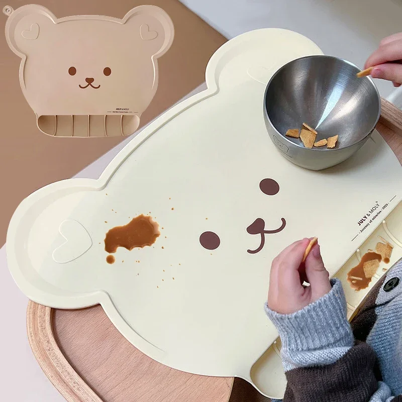 Growth Chair Dining Plate Silicone Table Mat Babies Dining Chair Table Anti-stain Residue Storage Baby Feeding Placemat