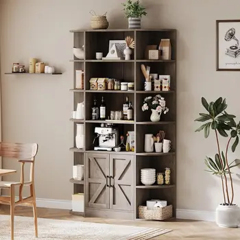 Tall Wooden Bookcase with Storage 5