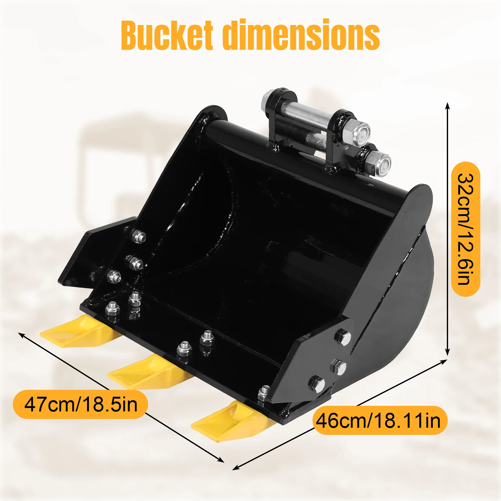 15.75in/400mm Heavy Excavator Attachment 0.98in Hole Mini Trench Bucket 3.46in Center Wheelbase Compatible with 0.8-1.8T Diggers