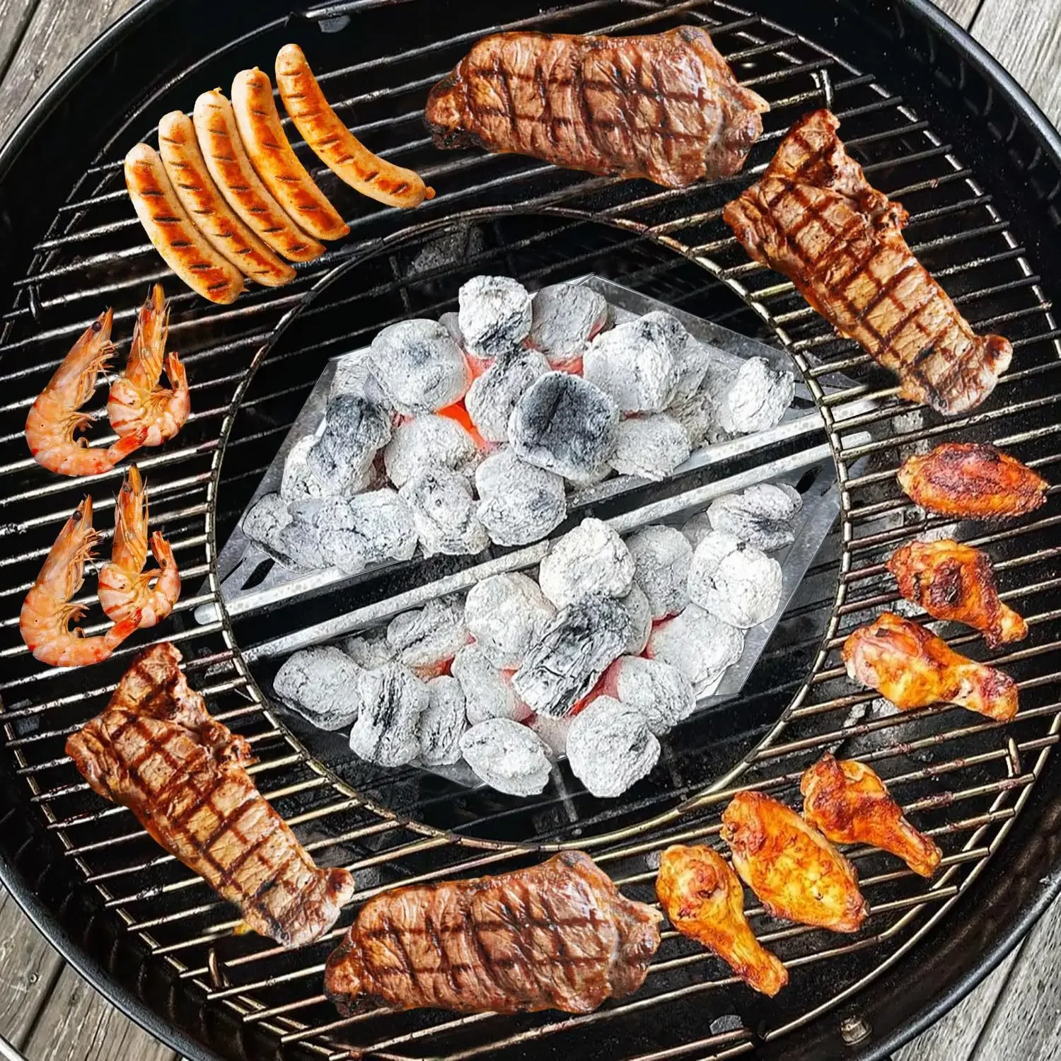 Charcoal Baskets for Weber Grill BBQ Fuel Holder Contoured-Durable Sturdy-Perfect for Barbecue Cooking Grilling Outdoor