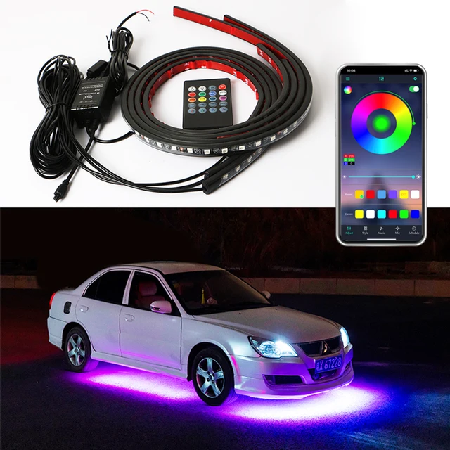 Car Charssis Flexible LED Strip Light LED Underbody Remote /APP Control RGB Neon Lights Ambient Atmosphere Auto Decorative Lamp 1