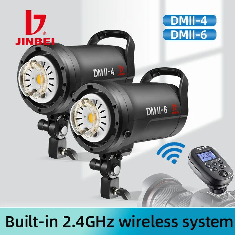 JINBEI DMII 400W 600W Studio Strobe Flash Light 5500K Photography Monolight 2.4G Wireless 15W Modeling Lamp for Wedding Portrait