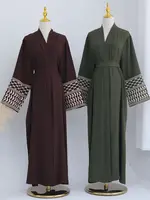 Abaya en lin avec broderie papillon pour femmes, caftan musulman modeste, kimono ouvert, manteau de luxe, vêtements islamiques, Dubaï, 2024 2