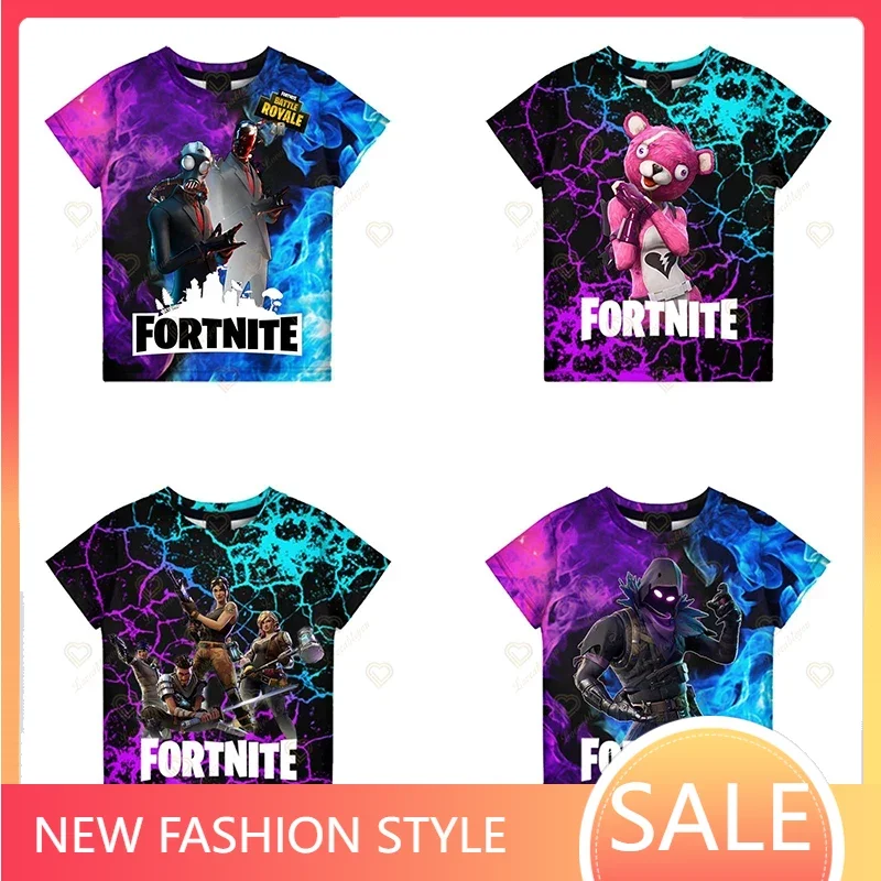 Fortnite Battle Royale T-Shirt Ragazzi Ragazze Cartoon Top Teen Clothes 3D T-Shirt Abbigliamento Tshirt Bambini Sparare Bambini Top