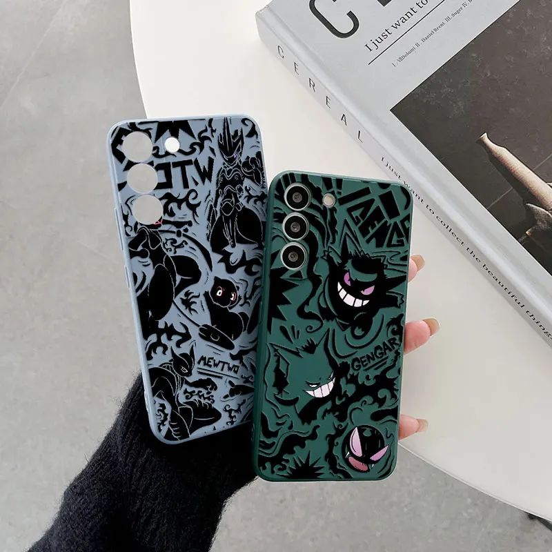Gengar Mewtwo Pokemon Phone Case For Samsung Galaxy S24 Ultra S23 5G S22 Plus S21 S20 FE S10 S24Ultra Case Liquid Silicone Cover