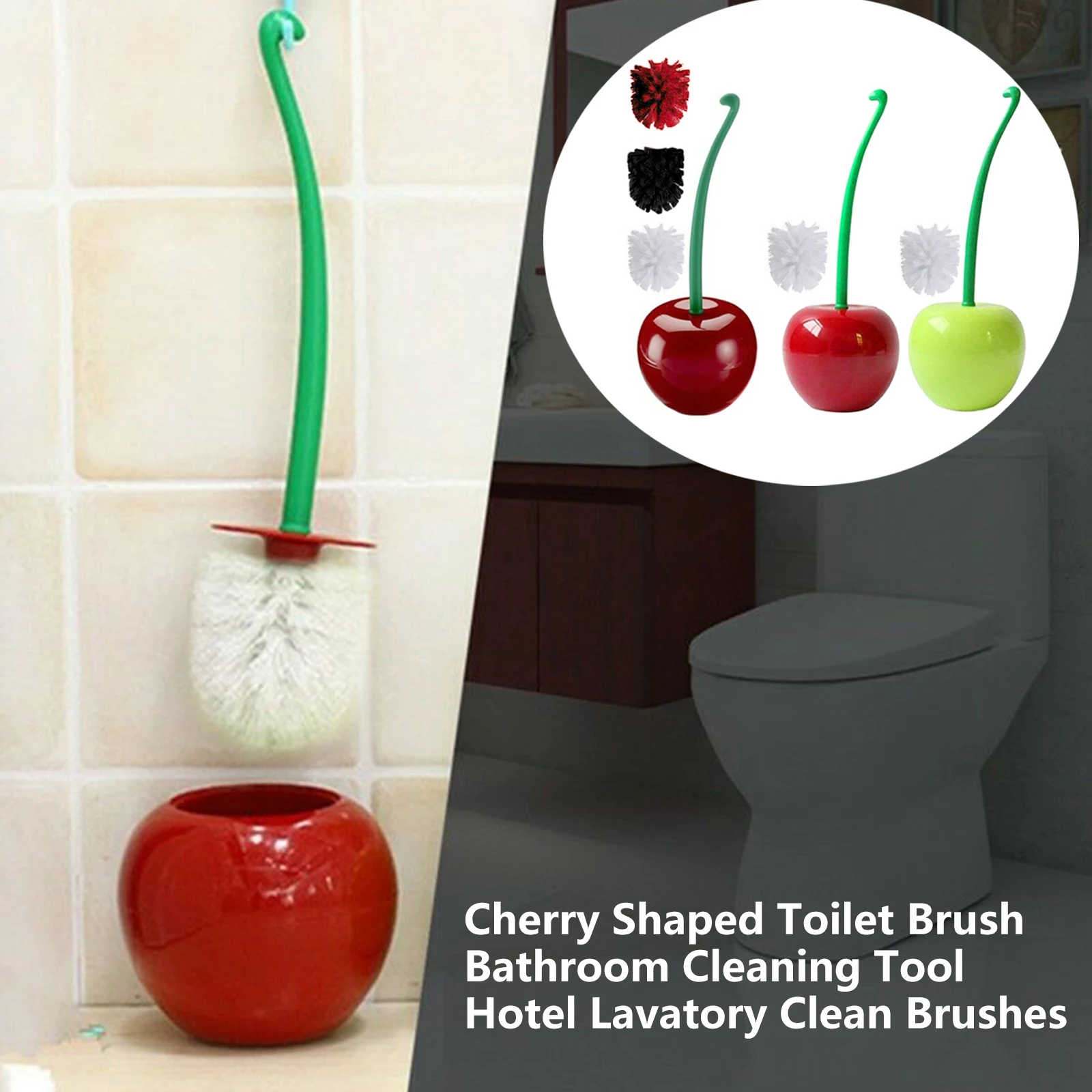 Creative Toilet Brush Set Cherry/Apple shape Brush Lovely Cute Scrub Thick Head Thoroughly Clean commode 1pc