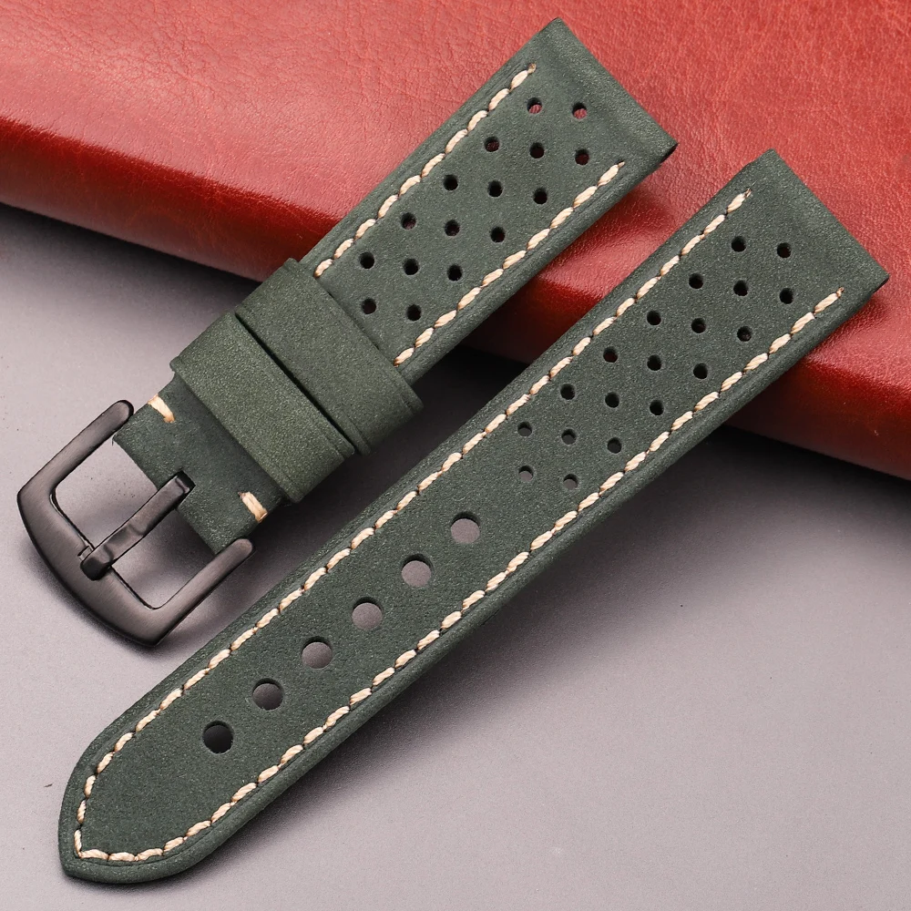Premium Vintage Matte Genuine Leather Watch Strap – Breathable Cowhide Band