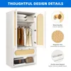 Armoire Wardrobe Closet with 2 Doors, Drawers and Hanging Rods, Wardrobes for Hanging Clothes with Shelves & Steel Stand 3