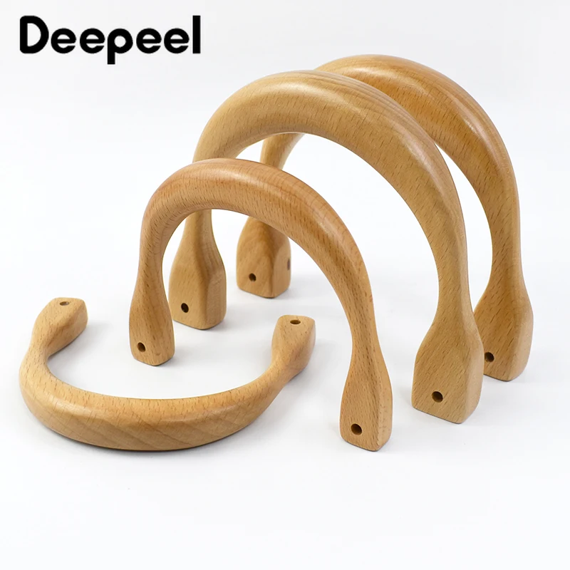 2 Stücke Deepeel 10/14 cm Holztaschengriff Geldbörsenrahmen Handtasche Kussverschluss Klammern Häkeln Gewebte Taschengriffe DIY Nähmaterial