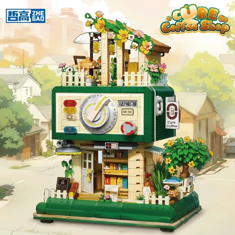 Мини-кубики ZHEGAO, 1057 шт., детские строительные игрушки, кубики «сделай сам», кофейный магазин, пазл, подарок, домашний декор, 613018