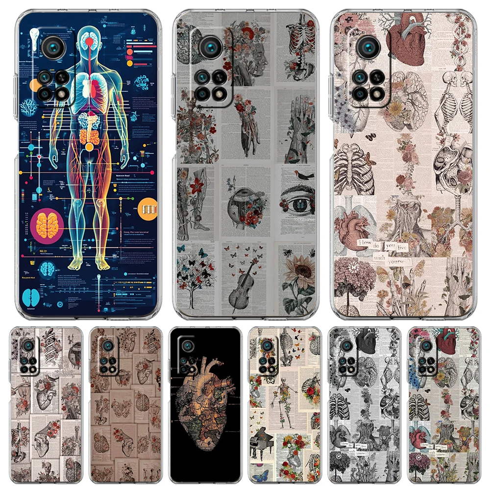 Transparent Soft TPU Shell with Anatomy Skeleton Chalkboard Heart Design