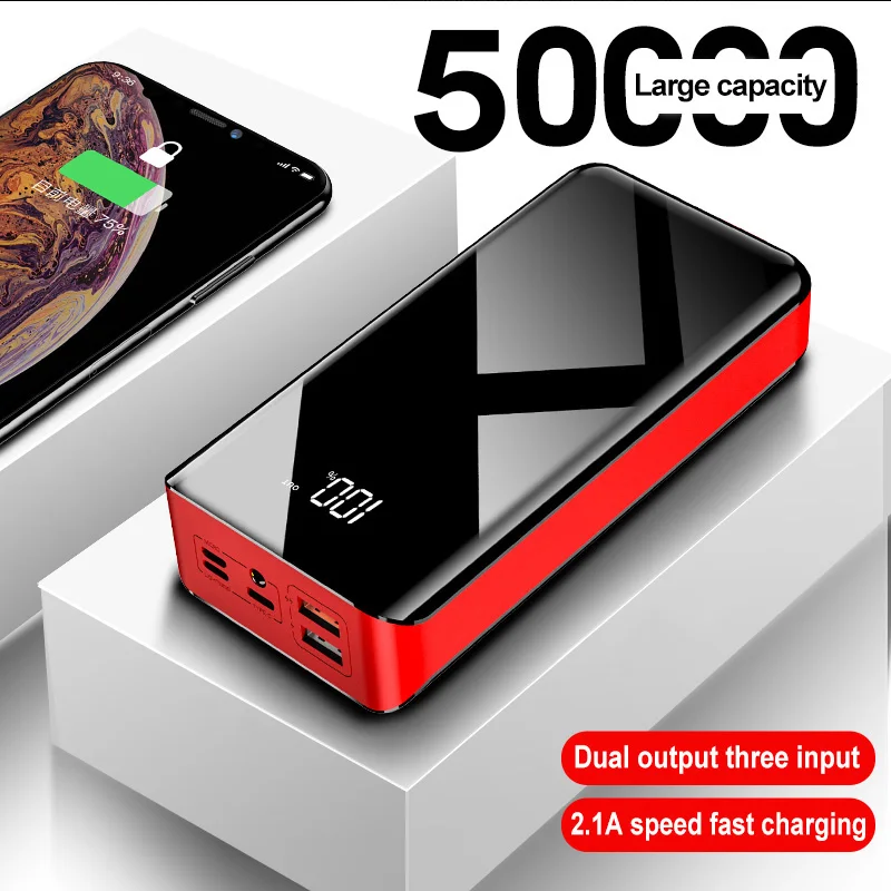 XDOU 50000mAh Power Bank TypeC Micro USB QC Fast Charging
