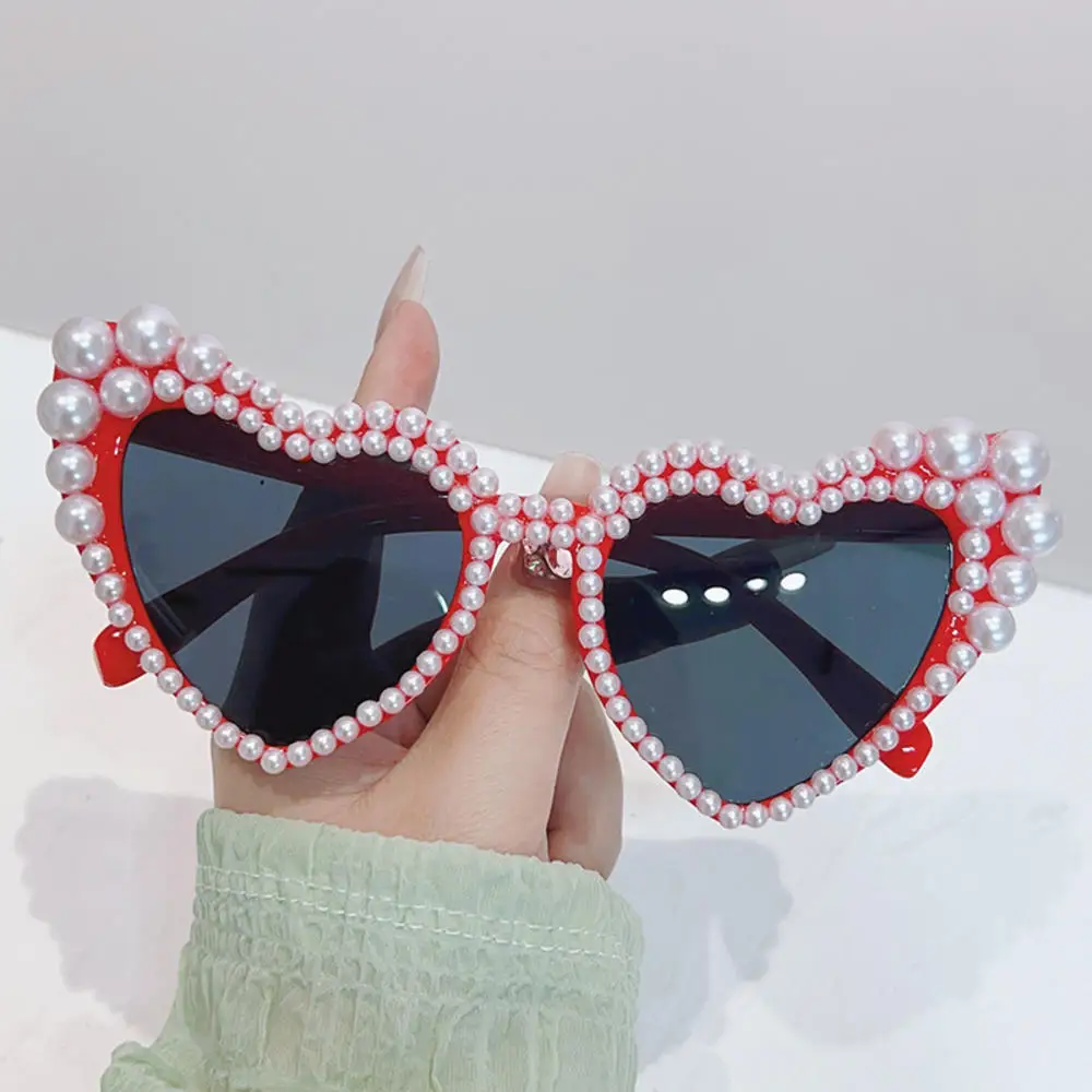 Occhiali Da Sole A Forma Di Cuore Con Perle Glitterate – Accessorio Da Sposa E Festa, Protezione UV, Per Donne - 3