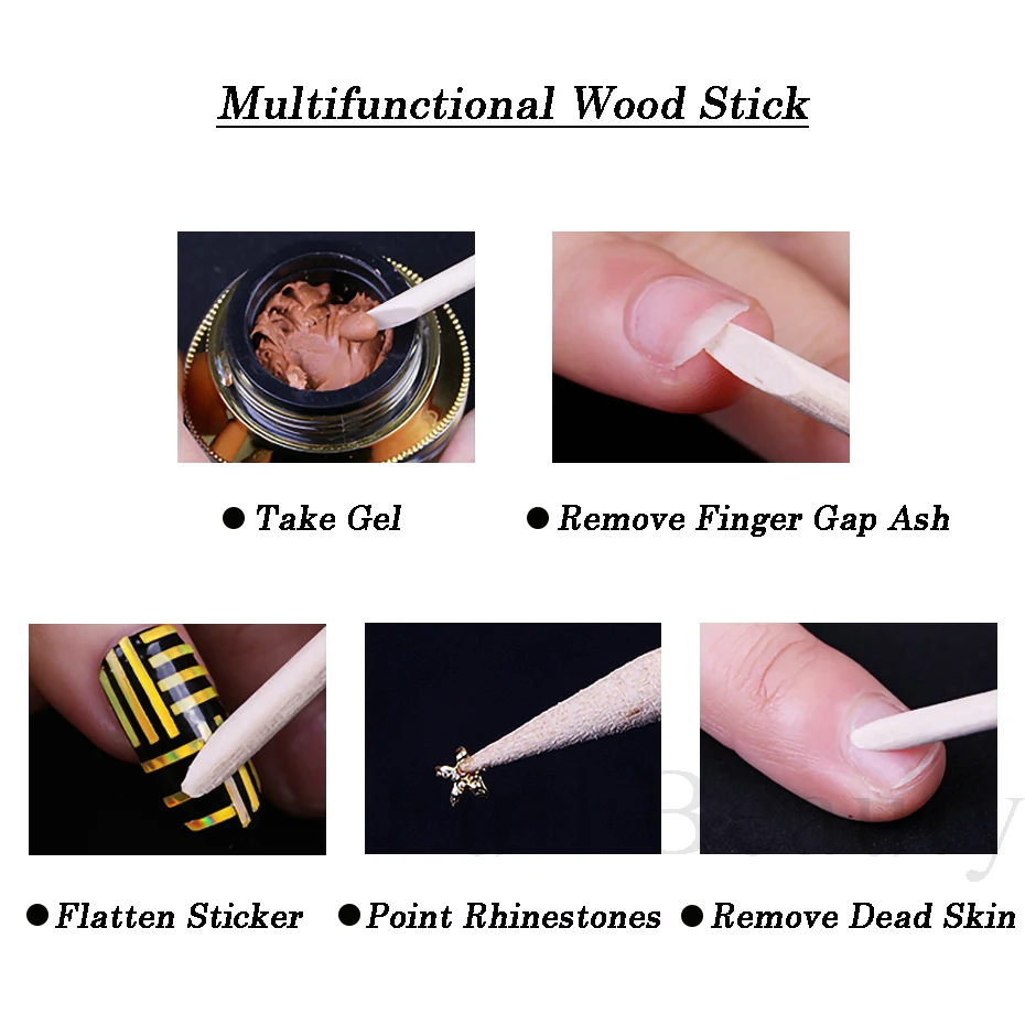 50/100pcs Orange Wood Sticks for Nail Cuticle Pusher Cuticle Remove Tool Forks for Nails Dead Skin Manicure Wooden Tool Supplies