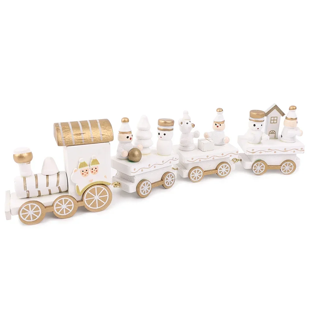 thumbnail image 1 of Tren de Navidad de madera pintada a mano, mini tren de Navidad de plástico, adornos navideños, adornos para fiestas, adornos de mesa de Navidad, 1 of 5