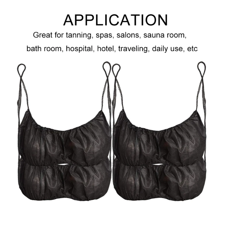 50Pcs Women Disposable Bras Elastic Strap Spa Top Underwear Non-woven Brassieres 4