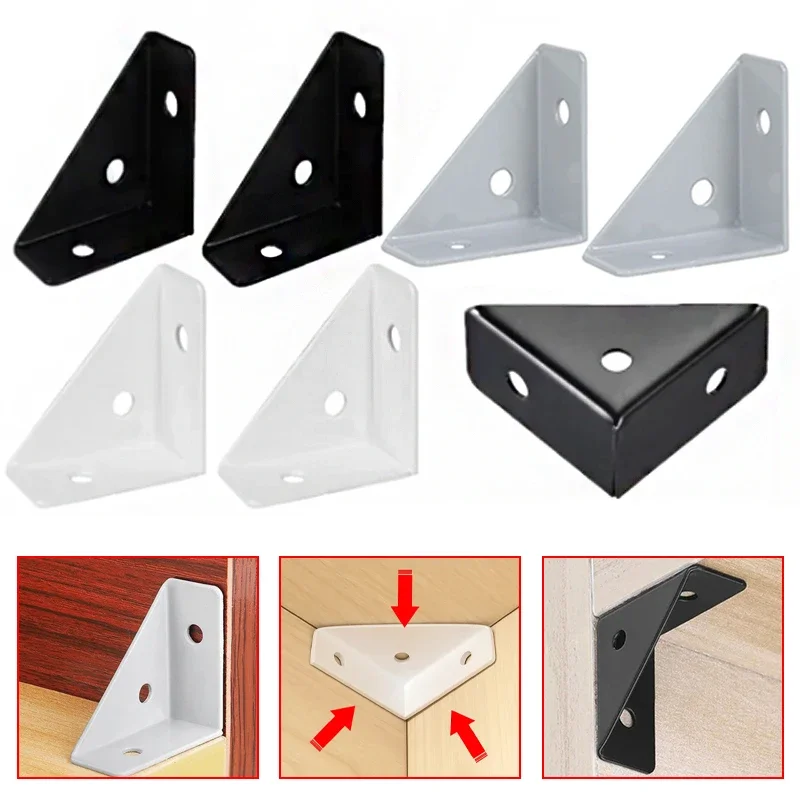 Corner Code Right-angled Triangle Bracket Fixed Furniture Used for Cabinet and Bed Corner Support and Reinforcement 12pcs