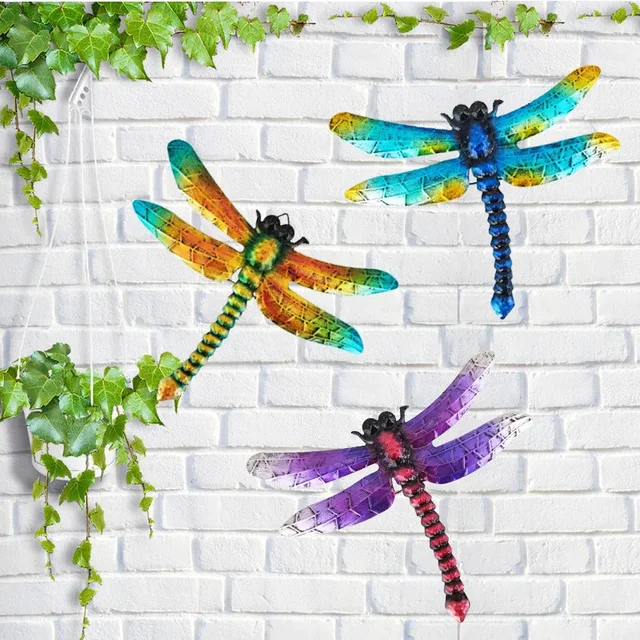 Metal Dragonfly Wall Hanging Decoration Outdoor Courtyard Garden Fence Iron Art Pendant Home Decoration Crafts