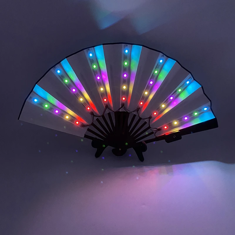 Portable Fan Glow LED Fan New color design colorful change rechargeable LED fan rave party lighting supplies 13inches fan glowing for music disco party