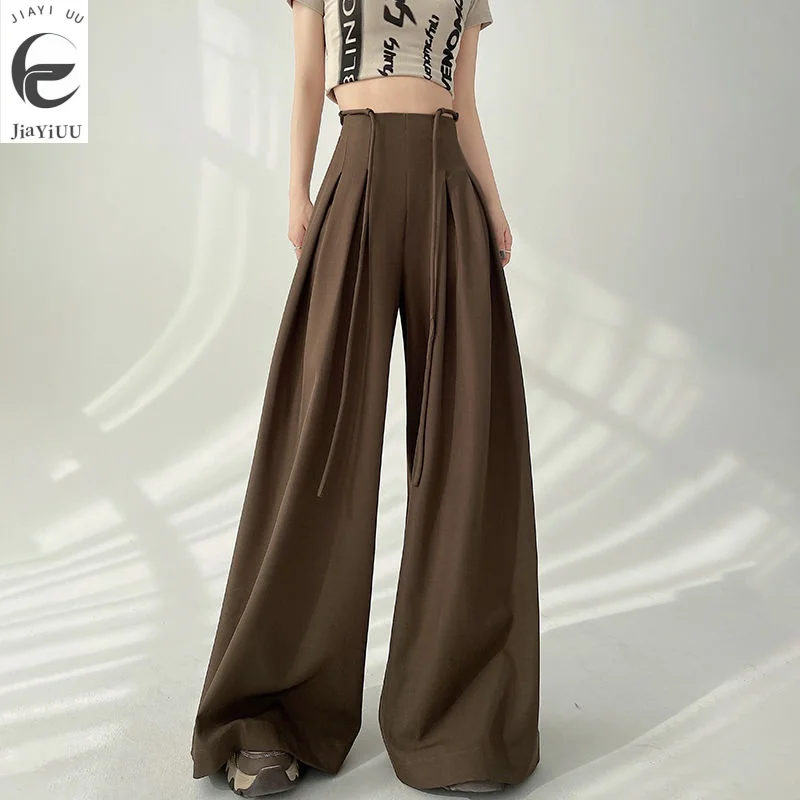 High End Suit Wide Leg Pants for Women's 2024 New Spring and Summer High Waisted Slimming Loose Fitting Straight Leg Casual Pant