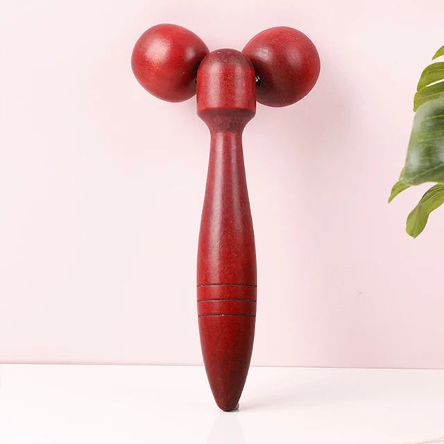 Wooden Double Roller Ball Face Massager 360 Rotation Massage Relaxing Neck Chin Slimming Face-lift Massage Tool Full Body Shape 4