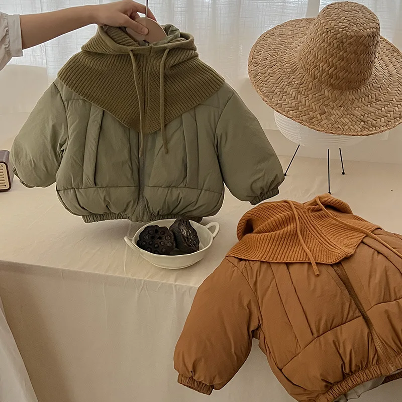아동용 면 의류 두꺼운 재킷 니트 모자