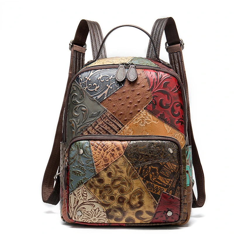 

Cowhide Embossed Woman Shoulder Bags for Women Genuine Leather Backpacks 2024 Spring Lady School Bags for Teenage Girls Bookbags
