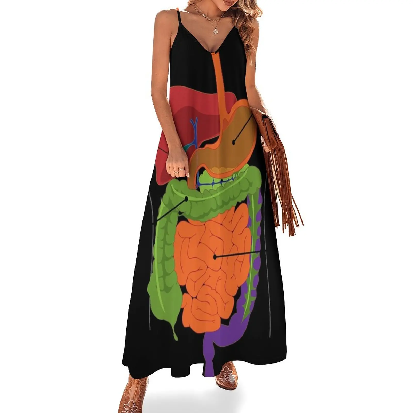 

Anatomy T-Shirt - Inside Body Digestion Sleeveless Dress beach dress women evening dress