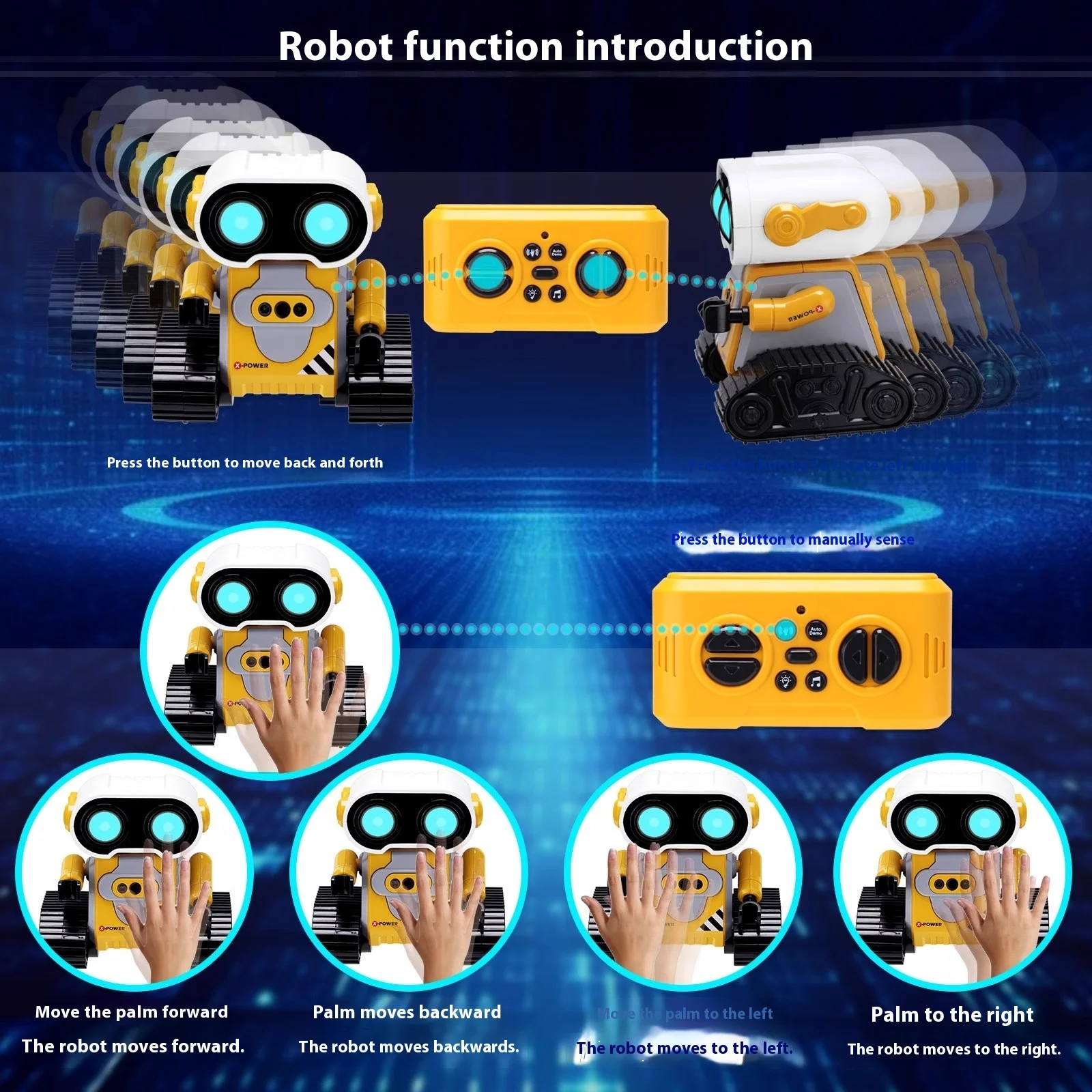 New Kid'S Rc Wall-E Intelligent Robot Rabbit Gesture Sensing Simulation Robot Rabbit Lighting Music Customize Remote Control Toy