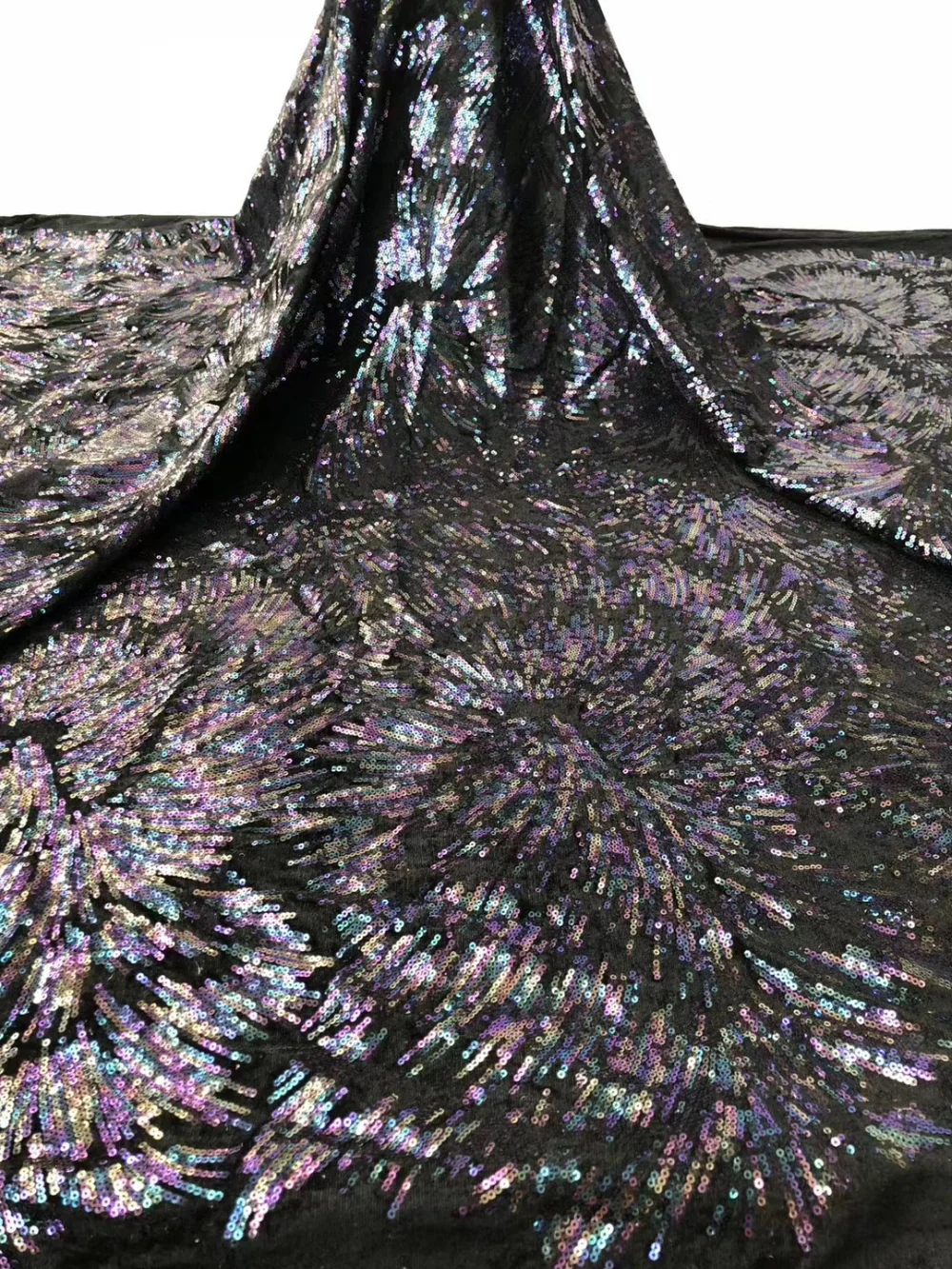

2022 French Latest Design Multicolor Sequins Velvet Pure Cotton Lace African High Quality Sequin Fabric For Wedding Dress Party
