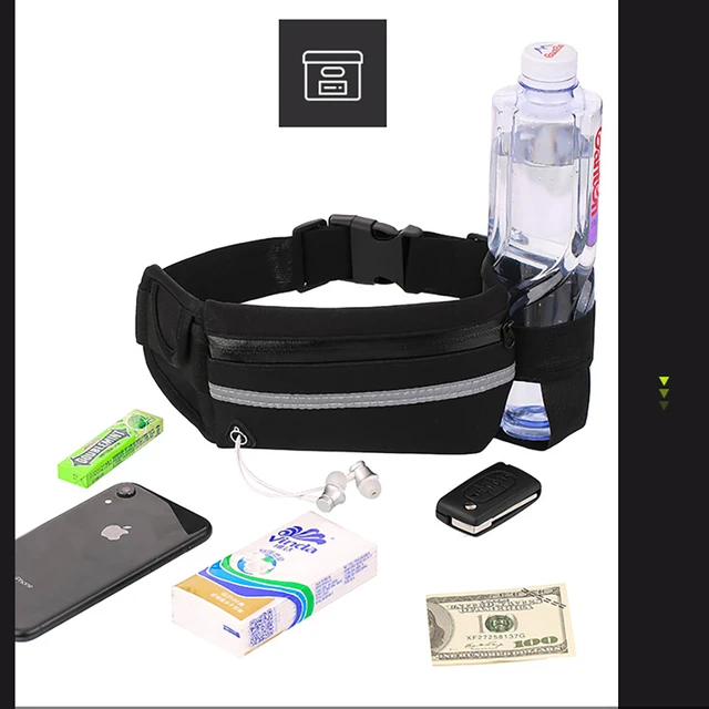 Running Belt Waist Bag with Water Bottle Holder Sports Fanny Pack Women Men Hydration Phone Holder Pouch 6