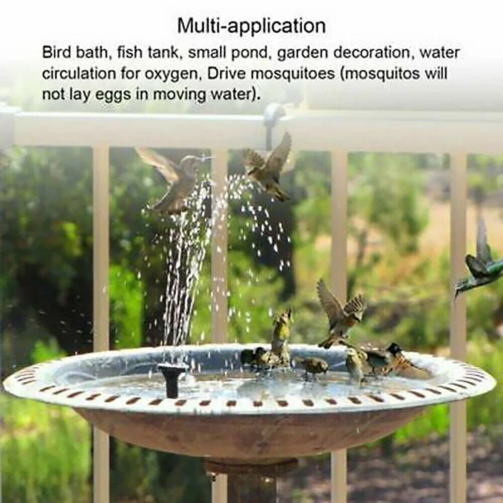 13cm Solar Fountain Pump Floating Solar Panel Bird Baths Water Fountain With 6 Nozzles For Garden Outdoor Water Pool Pond