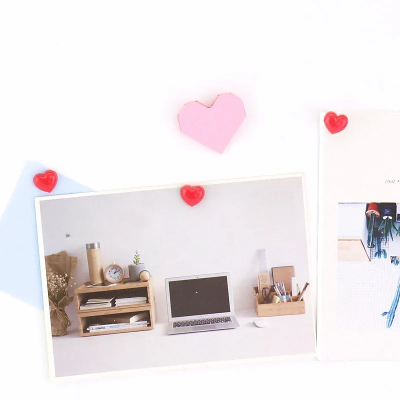 Push Pins Cute Heart Plastic Push Pins Assorted Making Tacks Wall Pins Cork Board School Stationery Office Binding Supplies 50pcs/box