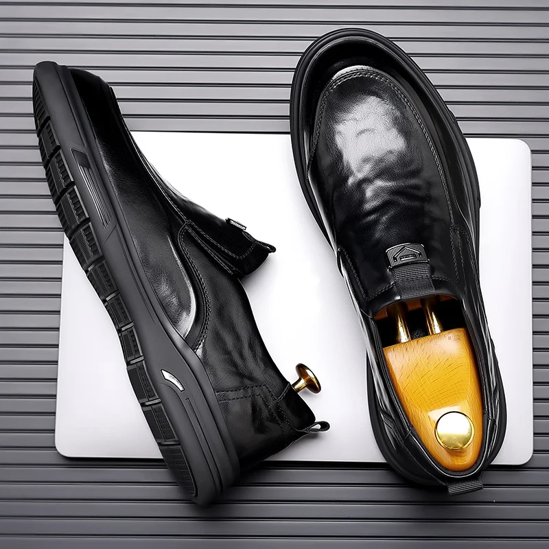 Men Leather Shoes Oxford Dress Shoes Gentleman's Stylish Business Formal Shoe Flats Wedding Shoes Elegant Patent Leather Loafers