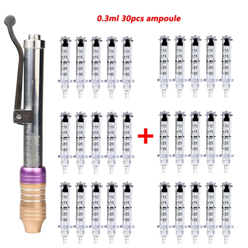 0.3 ML Hyaluronic Injection Pen Massage Atomizer Pen Kit High Pressure Acid Micro Guns Anti Wrinkle Water Syringe Adjustable