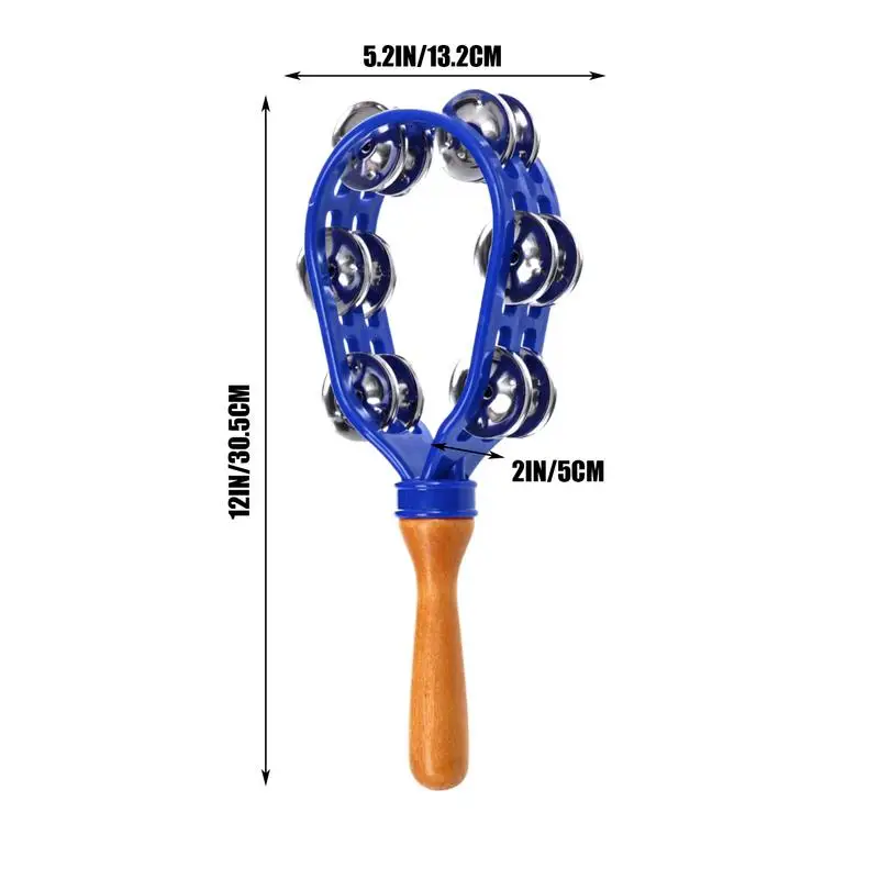 Tambourine For Adults Wooden Handle Handheld Musical Tambourine Rustproof Waterproof Percussion Instrument Eco-Friendly Design