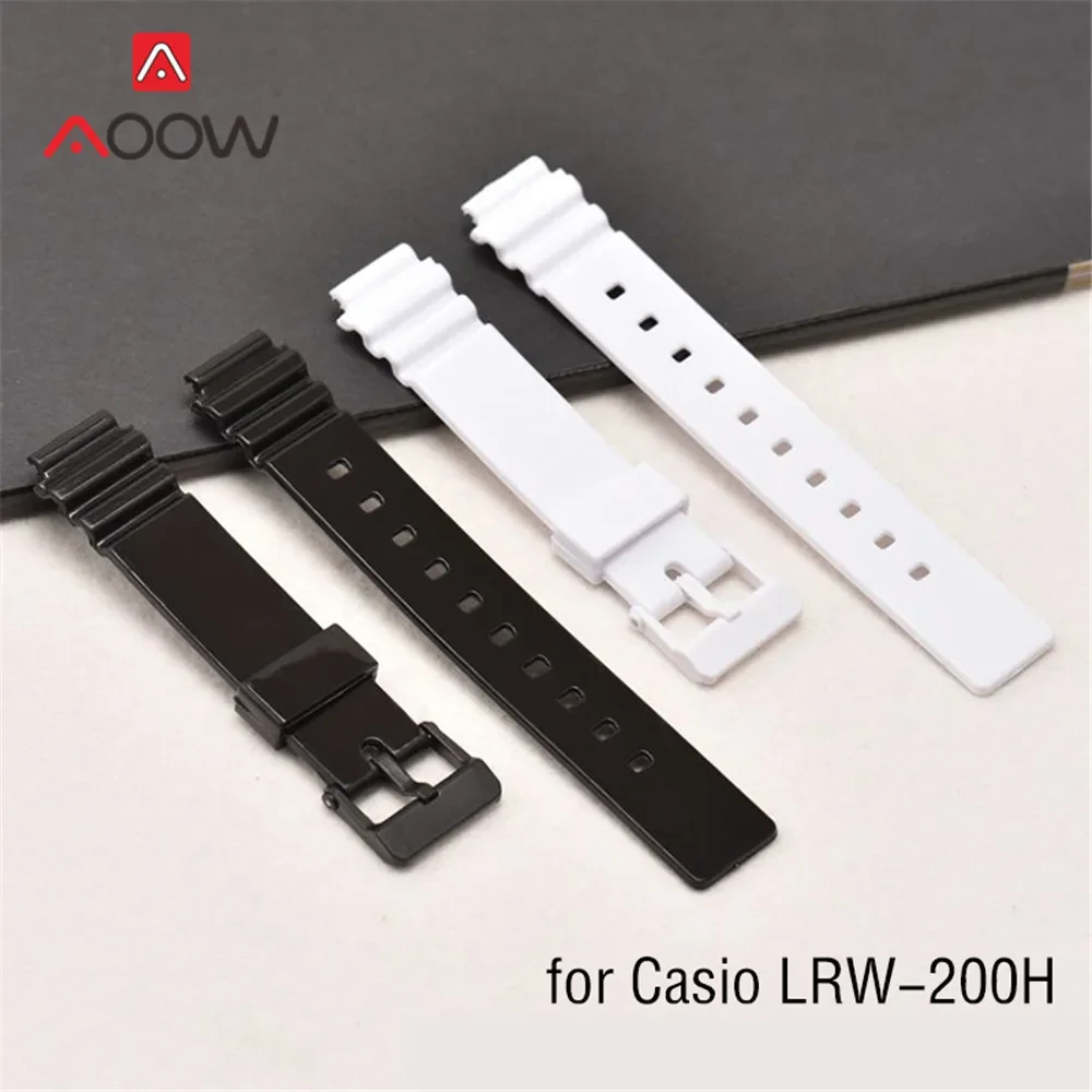Резиновый ремешок для часов для Casio LRW-200H, женский спортивный водонепроницаемый сменный Браслет, ремешок, аксессуары для часов, черный, белый, розовый